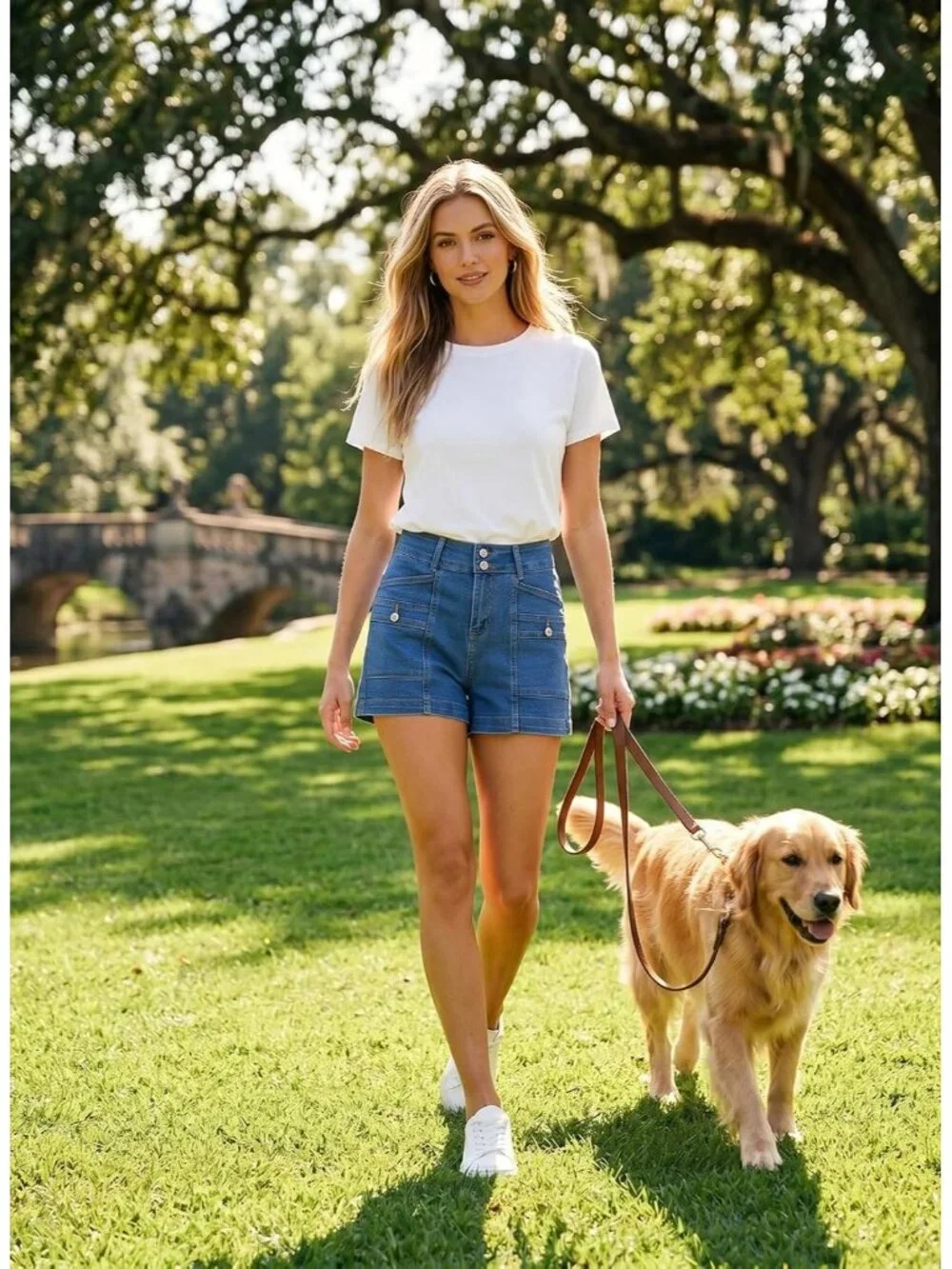 Women's Dark Blue High Waisted Stretchy Shorts Double Button Denim Jean Shorts